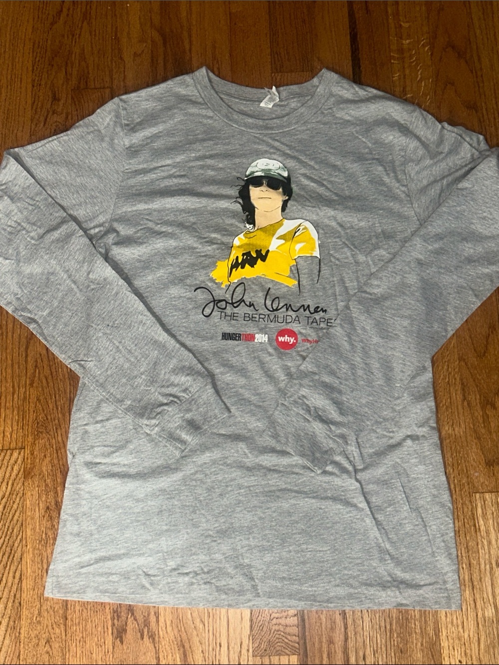 John Lennon Vintage Bella Canvas Gray Long Sleeve Tee with Yellow Graphic NEW
